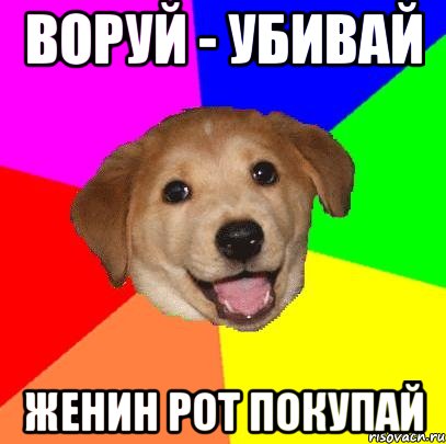 ВОРУЙ - УБИВАЙ ЖЕНИН РОТ ПОКУПАЙ, Мем Advice Dog