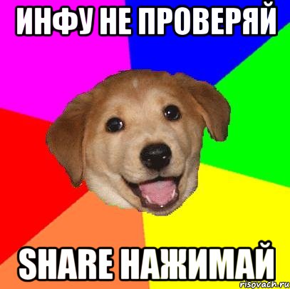 Инфу не проверяй Share нажимай, Мем Advice Dog