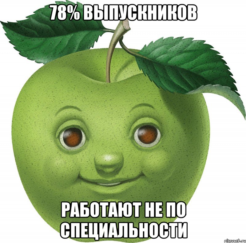 78% выпускников работают не по специальности, Мем Apple