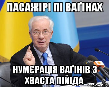 пасажірі пі ваґінах нумєрація ваґінів з хваста пійіда, Мем азаров