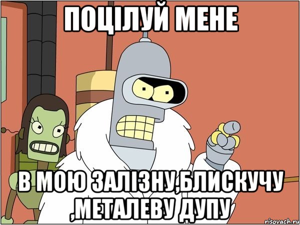 ПОЦІЛУЙ МЕНЕ В МОЮ ЗАЛІЗНУ,БЛИСКУЧУ ,МЕТАЛЕВУ ДУПУ