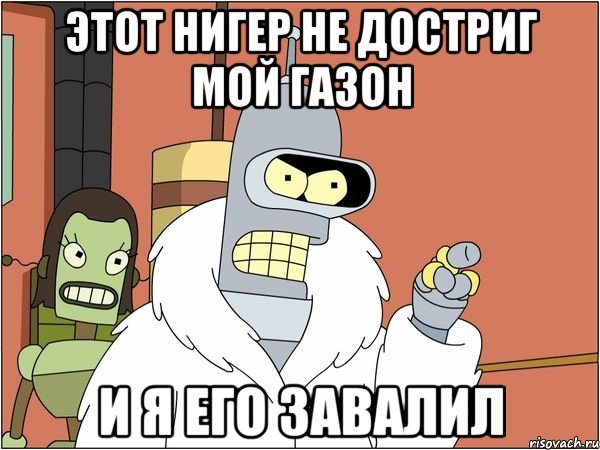 Этот нигер не достриг мой газон и я его завалил