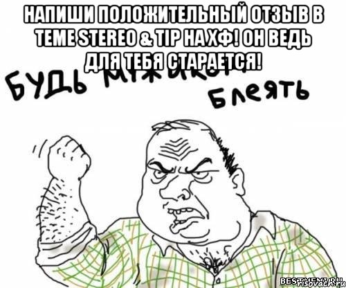 напиши положительный отзыв в теме Stereo & Tip на ХФ! Он ведь для тебя старается! , Мем блять