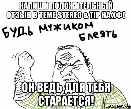 напиши положительный отзыв в теме Stereo & Tip на ХФ! Он ведь для тебя старается!, Мем блять