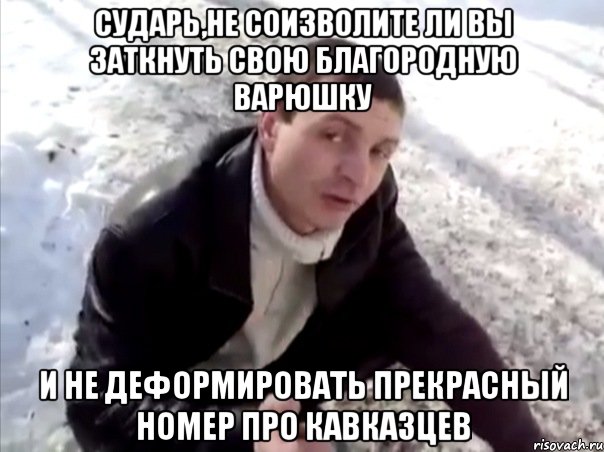 СУДАРЬ,НЕ СОИЗВОЛИТЕ ЛИ ВЫ ЗАТКНУТЬ СВОЮ БЛАГОРОДНУЮ ВАРЮШКУ И НЕ ДЕФОРМИРОВАТЬ ПРЕКРАСНЫЙ НОМЕР ПРО КАВКАЗЦЕВ, Мем Четко