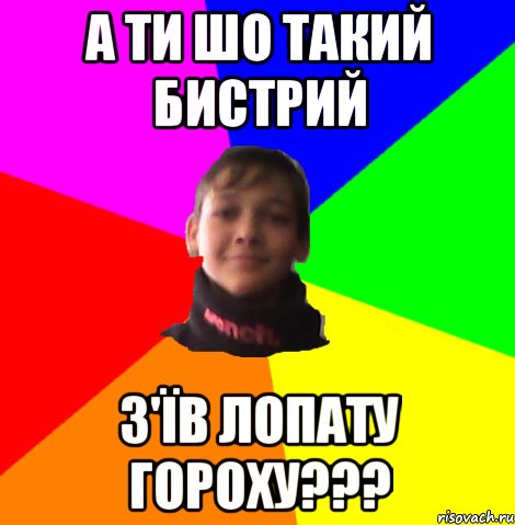 А ТИ ШО ТАКИЙ БИСТРИЙ З'ЇВ ЛОПАТУ ГОРОХУ???