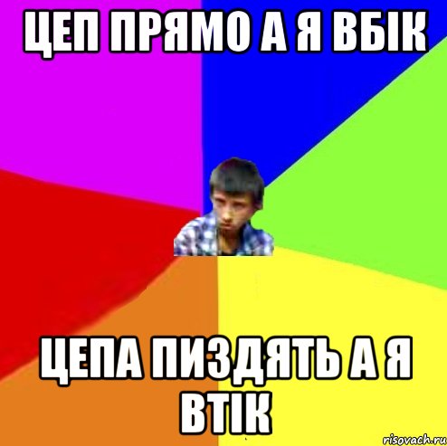 ЦЕП ПРЯМО А Я ВБІК ЦЕПА ПИЗДЯТЬ А Я ВТІК, Мем Чоткий маза