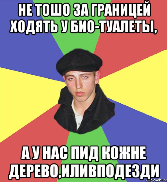 Не тошо за границей ходять у био-туалеты, а у нас пид кожне дерево,иливподезди