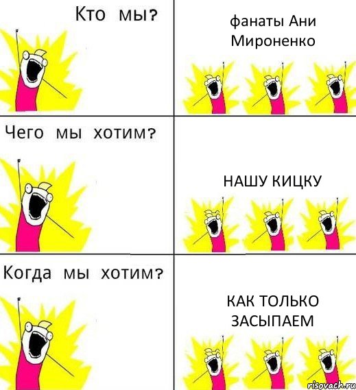 фанаты Ани Мироненко нашу кицку как только засыпаем, Комикс Что мы хотим