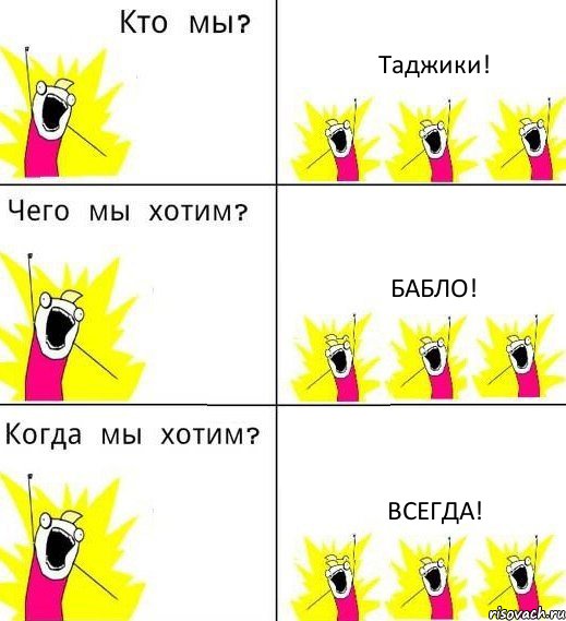 Таджики! Бабло! Всегда!, Комикс Что мы хотим