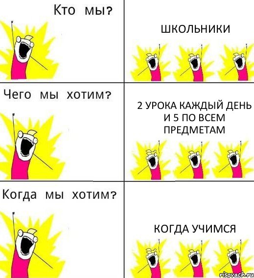 ШКОЛЬНИКИ 2 УРОКА КАЖДЫЙ ДЕНЬ И 5 ПО ВСЕМ ПРЕДМЕТАМ КОГДА УЧИМСЯ, Комикс Что мы хотим