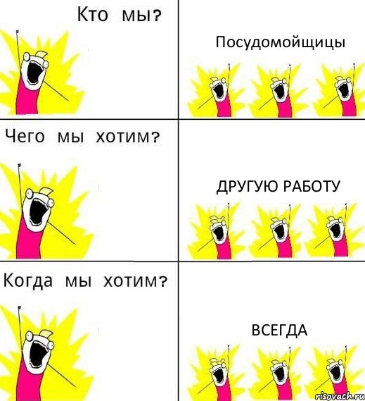 Посудомойщицы Другую работу Всегда, Комикс Что мы хотим