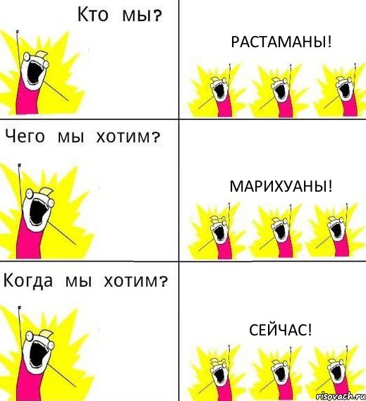 РАСТАМАНЫ! МАРИХУАНЫ! СЕЙЧАС!, Комикс Что мы хотим