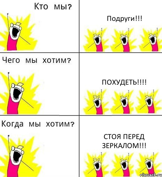 Подруги!!! Похудеть!!!! Стоя перед зеркалом!!!, Комикс Что мы хотим