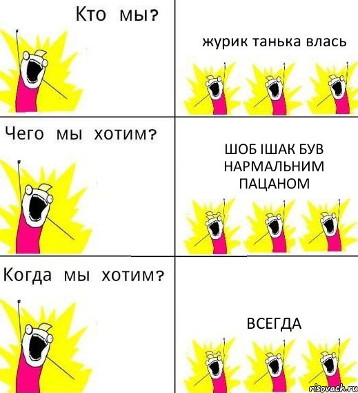 журик танька влась шоб ішак був нармальним пацаном всегда, Комикс Что мы хотим
