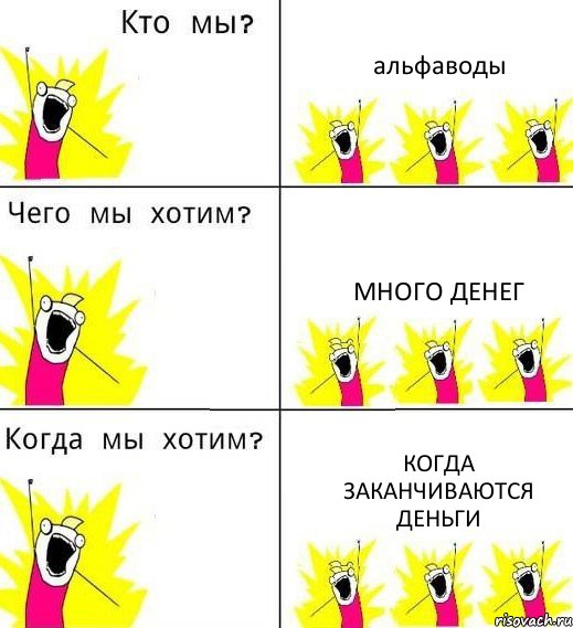 альфаводы много денег когда заканчиваются деньги, Комикс Что мы хотим