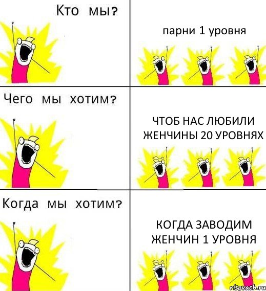 парни 1 уровня чтоб нас любили женчины 20 уровнях когда заводим женчин 1 уровня, Комикс Что мы хотим