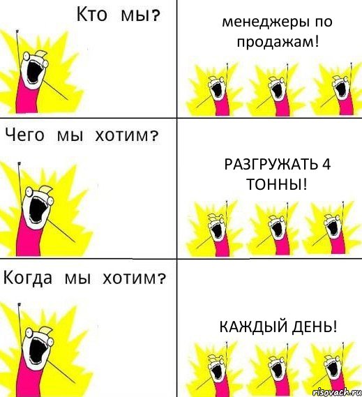 менеджеры по продажам! разгружать 4 тонны! каждый день!, Комикс Что мы хотим