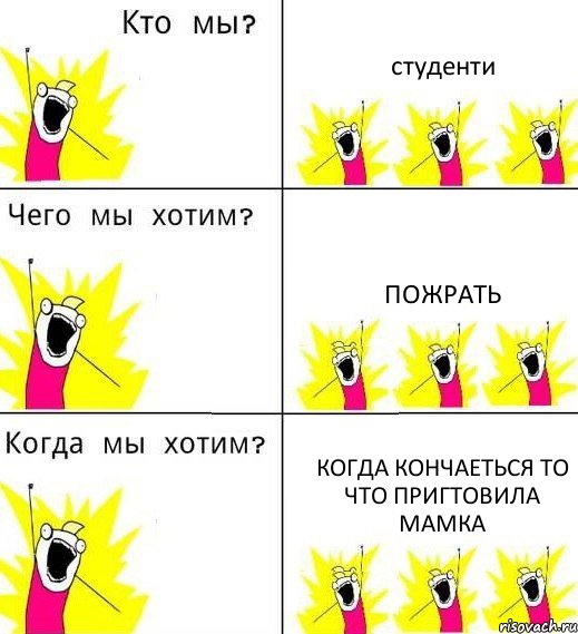 студенти пожрать когда кончаеться то что пригтовила мамка, Комикс Что мы хотим