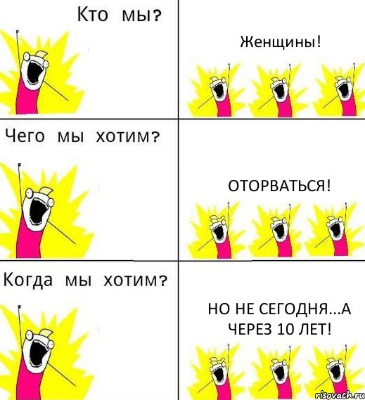 Женщины! Оторваться! Но не сегодня...а через 10 лет!, Комикс Что мы хотим