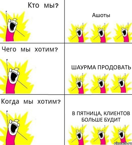 Ашоты Шаурма продовать В пятница, клиентов больше будит, Комикс Что мы хотим