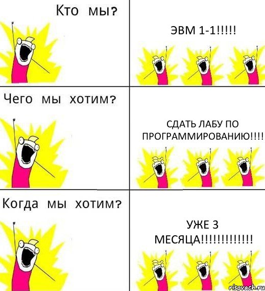 ЭВМ 1-1!!!!! сдать лабу по программированию!!!! УЖЕ 3 месяца!!!!!!!!!!!!!, Комикс Что мы хотим