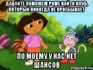 Давайте поможем Роме найти клуб, который никогда не проёбывает По моему у нас нет шансов, Мем Даша следопыт