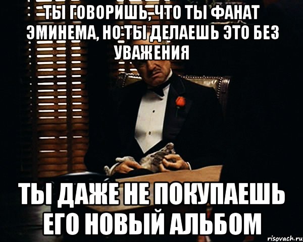 Ты говоришь, что ты фанат эминема, но ты делаешь это без уважения ты даже не покупаешь его новый альбом, Мем Дон Вито Корлеоне