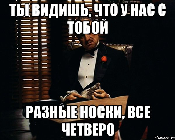 ты видишь, что у нас с тобой разные носки, все четверо, Мем Дон Вито Корлеоне