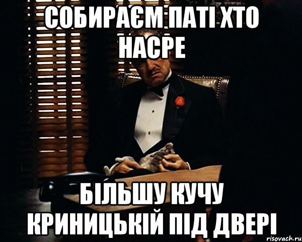 СОБИРАЄМ ПАТІ ХТО НАСРЕ БІЛЬШУ КУЧУ КРИНИЦЬКІЙ ПІД ДВЕРІ, Мем Дон Вито Корлеоне