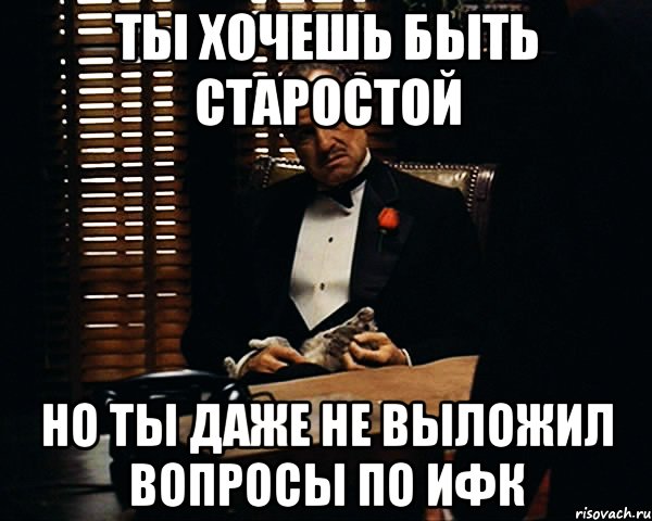 ты хочешь быть старостой но ты даже не выложил вопросы по ИФК, Мем Дон Вито Корлеоне