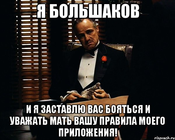 Я Большаков и я заставлю вас бояться и уважать мать вашу правила моего приложения!, Мем Дон Вито Корлеоне