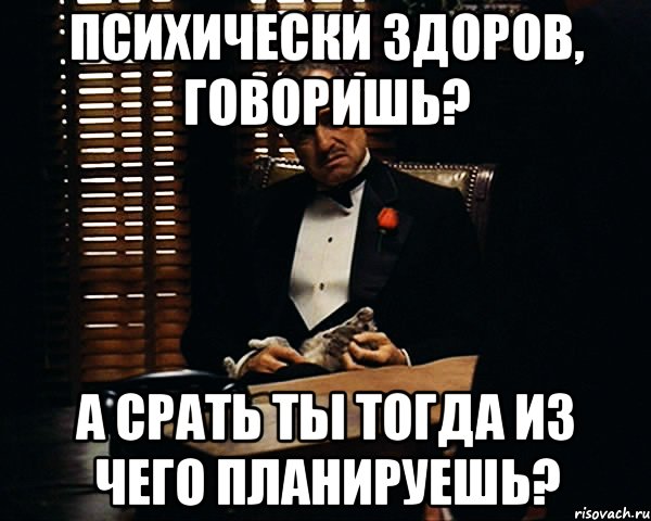 психически здоров, говоришь? а срать ты тогда из чего планируешь?, Мем Дон Вито Корлеоне