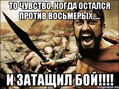 То чувство, когда остался против восьмерых..... И ЗАТАЩИЛ БОЙ!!!!, Мем Это Спарта