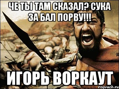 Че ты там сказал? Сука за бал порву!!! Игорь Воркаут, Мем Это Спарта