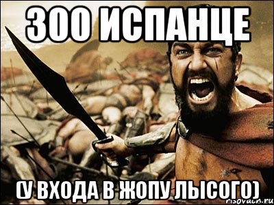 300 испанце (у входа в жопу лысого), Мем Это Спарта