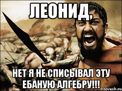 Леонид, НЕТ Я НЕ СПИСЫВАЛ ЭТУ ЕБАНУЮ АЛГЕБРУ!!!, Мем Это Спарта