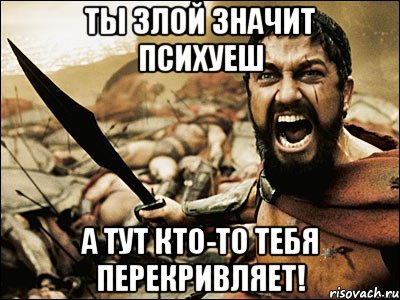 ты злой значит психуеш а тут кто-то тебя перекривляет!, Мем Это Спарта