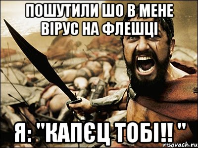 Пошутили шо в мене вірус на флешці я: "Капєц тобі!! ", Мем Это Спарта