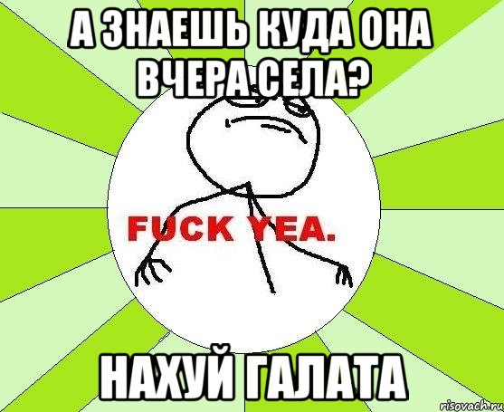 А ЗНАЕШЬ КУДА ОНА ВЧЕРА СЕЛА? НАХУЙ ГАЛАТА, Мем фак е