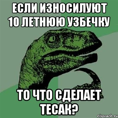 если износилуют 10 летнюю узбечку то что сделает ТЕСАК?, Мем Филосораптор