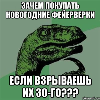 ЗАЧЕМ ПОКУПАТЬ НОВОГОДНИЕ ФЕЙЕРВЕРКИ ЕСЛИ ВЗРЫВАЕШЬ ИХ 30-го???, Мем Филосораптор