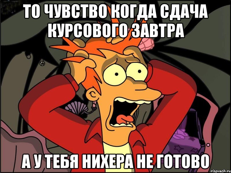 ТО чувство когда сдача курсового завтра а у тебя нихера не готово, Мем Фрай в панике