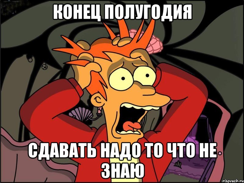 Конец полугодия Сдавать надо то что не знаю, Мем Фрай в панике