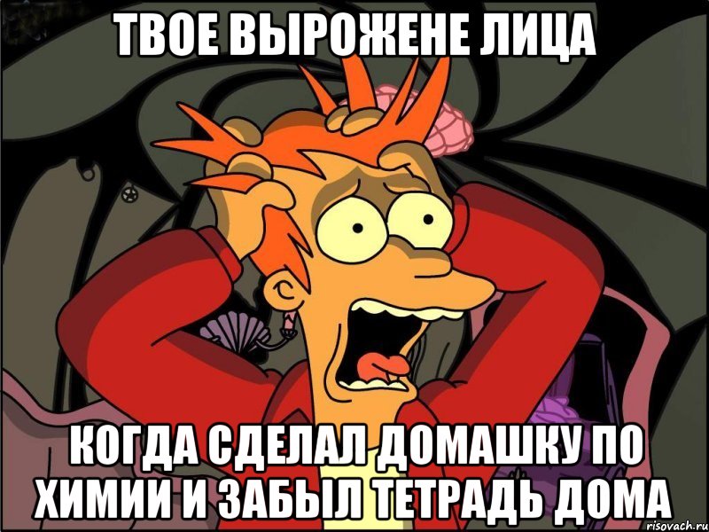 Твое вырожене лица Когда сделал домашку по химии и забыл тетрадь дома, Мем Фрай в панике