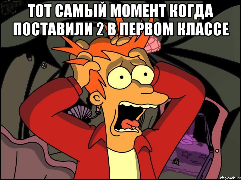 Тот самый момент когда поставили 2 в первом классе , Мем Фрай в панике