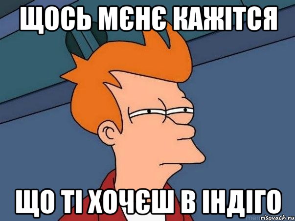 Щось мєнє кажітся що ті хочєш в індіго, Мем  Фрай (мне кажется или)