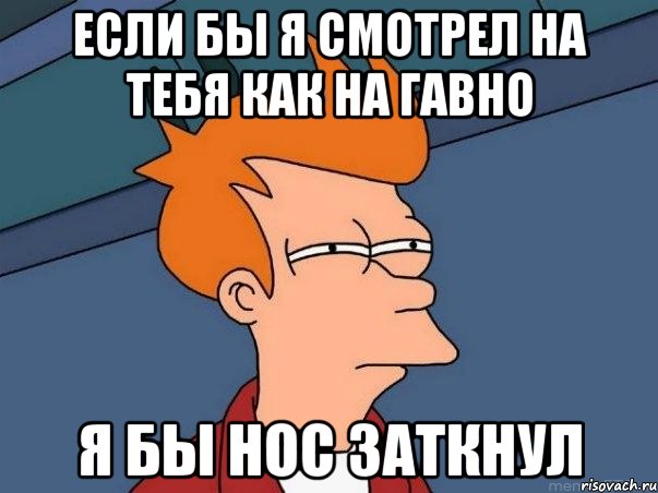 ЕСЛИ БЫ Я СМОТРЕЛ НА ТЕБЯ КАК НА ГАВНО Я БЫ НОС ЗАТКНУЛ, Мем  Фрай (мне кажется или)