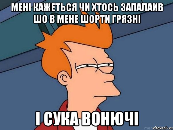 мені кажеться чи хтось запалаив шо в мене шорти грязні і сука вонючі, Мем  Фрай (мне кажется или)