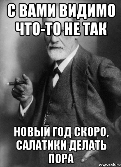 С вами видимо что-то не так Новый год скоро, салатики делать пора, Мем    Фрейд